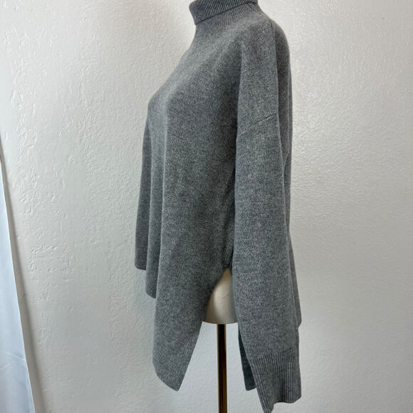 Nap Loungewear Sweater Womens OS Grey Slant Turtleneck Wool Minimal Preppy - Picture 6 of 13